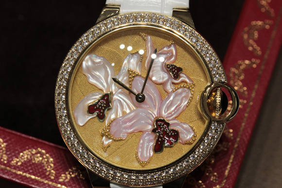 Cartier Ballon Bleu De Cartier Décor Orchidées Granulation Et Nacre Gravée