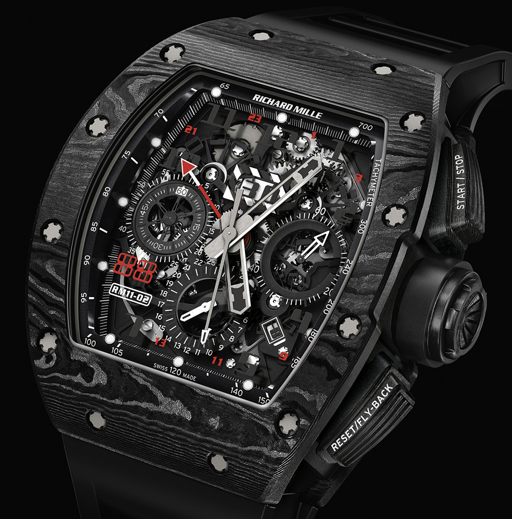 Richard Mille RM 11-02 Automatic Flyblack Chronograph Dual Time Zone Jet Black Limited Edition Watch